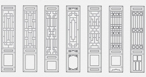 东辽常用中式仿古花窗图案隔断设计图