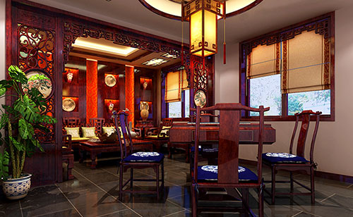 东辽古典中式风格茶楼包间设计装修效果图